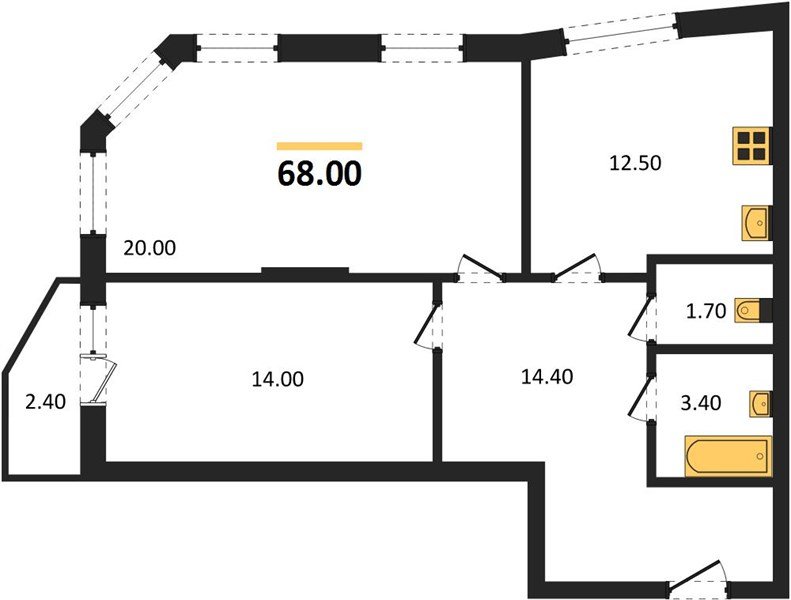 Фото №1: 2-комнатная квартира 68&nbsp;м², 2/16&nbsp;эт. - Краснодар, Прикубанский внутригородской округ, мкр. жилой комплекс Зеленодар