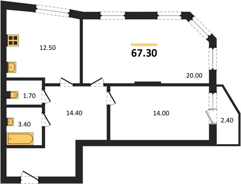 Фото №1: 2-комнатная квартира 67&nbsp;м², 12/16&nbsp;эт. - Краснодар, Прикубанский внутригородской округ, мкр. жилой комплекс Зеленодар