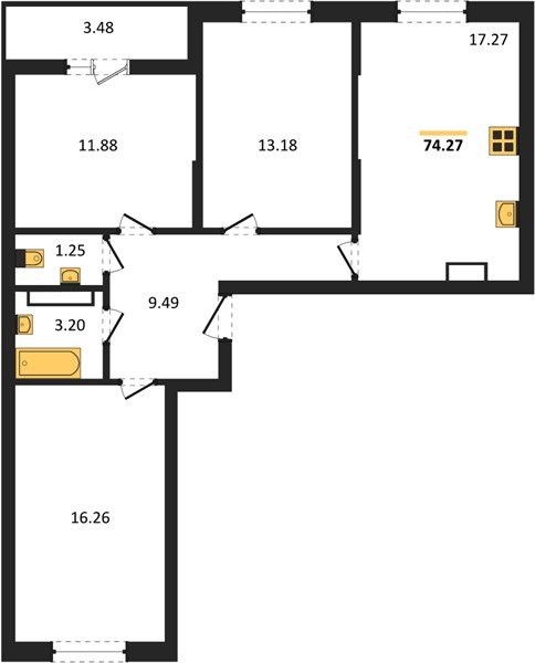 Фото №1: 3-комнатная квартира 74&nbsp;м², 15/16&nbsp;эт. - Краснодар, мкр. Карасунский внутригородской округ
