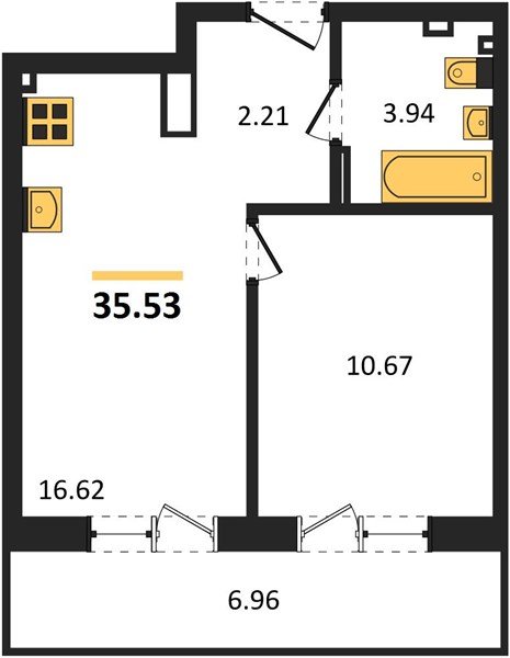 Фото №1: 1-комнатная квартира 39&nbsp;м², 4/4&nbsp;эт. - Южный, мкр. жилой комплекс Южные Соседи