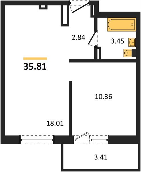 Фото №1: 1-комнатная квартира 39&nbsp;м², 4/4&nbsp;эт. - Южный, мкр. жилой комплекс Южные Соседи