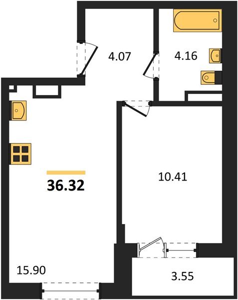 Фото №1: 1-комнатная квартира 38&nbsp;м², 3/4&nbsp;эт. - Южный, мкр. жилой комплекс Южные Соседи