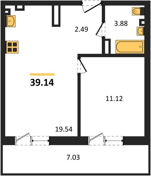 Фото №1: 1-комнатная квартира 46&nbsp;м², 4/4&nbsp;эт. - Южный, мкр. жилой комплекс Южные Соседи