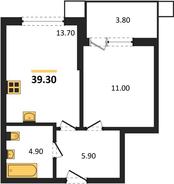 Фото №1: 1-комнатная квартира 39&nbsp;м², 2/16&nbsp;эт. - Краснодар, Прикубанский внутригородской округ, мкр. Парк Победы