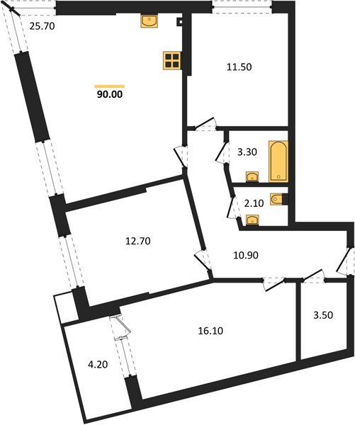 Фото №1: 3-комнатная квартира 90&nbsp;м², 2/16&nbsp;эт. - Краснодар, Прикубанский внутригородской округ, мкр. Парк Победы
