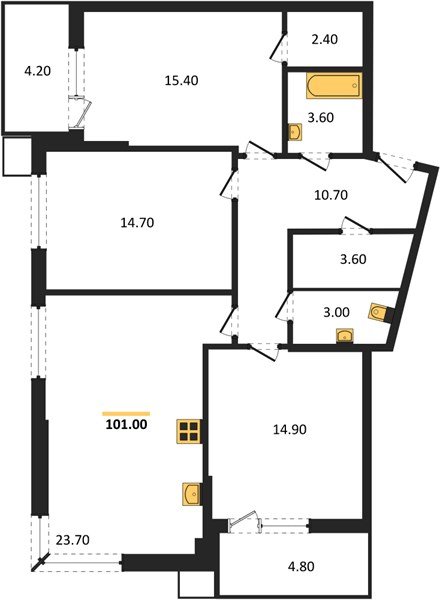 Фото №1: 3-комнатная квартира 101&nbsp;м², 2/16&nbsp;эт. - Краснодар, Прикубанский внутригородской округ, мкр. Парк Победы