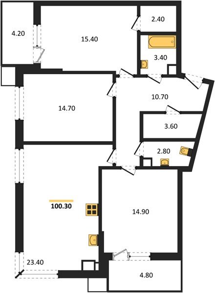 Фото №1: 3-комнатная квартира 100&nbsp;м², 9/16&nbsp;эт. - Краснодар, Прикубанский внутригородской округ, мкр. Парк Победы