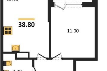 Фото №1: 1-комнатная квартира 38 м², 5/16 эт. - Краснодар, мкр. Парк Победы,