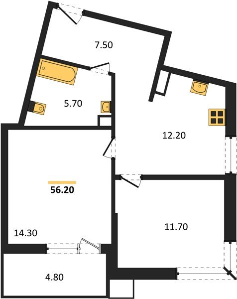 Фото №1: 2-комнатная квартира 56&nbsp;м², 6/16&nbsp;эт. - Краснодар, Прикубанский внутригородской округ, мкр. Парк Победы