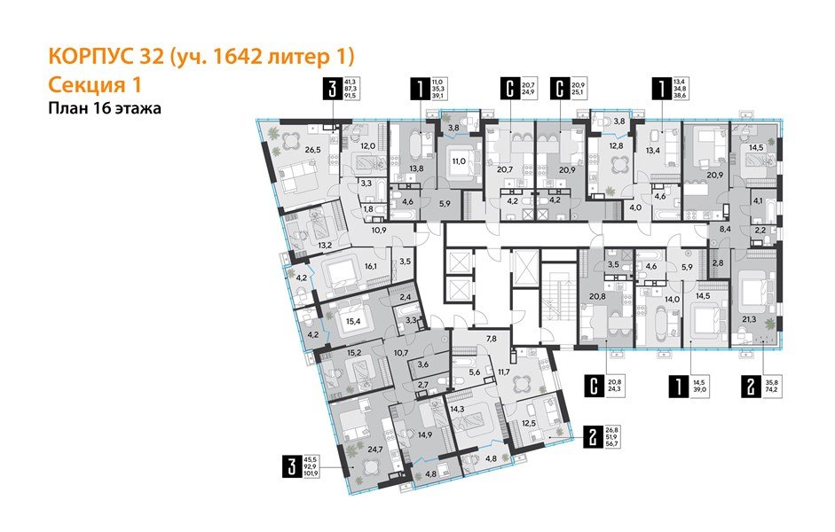 Фото №9: 1-комнатная квартира 37&nbsp;м², 16/16&nbsp;эт. - Краснодар, Прикубанский внутригородской округ, мкр. Парк Победы