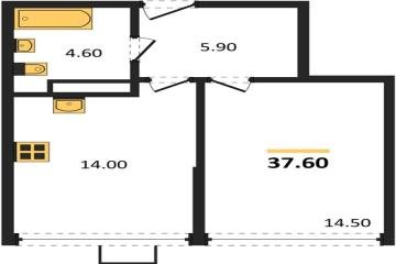 Фото №1: 1-комнатная квартира 37 м², 16/16 эт. - Краснодар, мкр. Парк Победы,