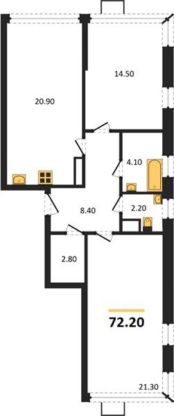 Фото №1: 2-комнатная квартира 72&nbsp;м², 16/16&nbsp;эт. - Краснодар, Прикубанский внутригородской округ, мкр. Парк Победы