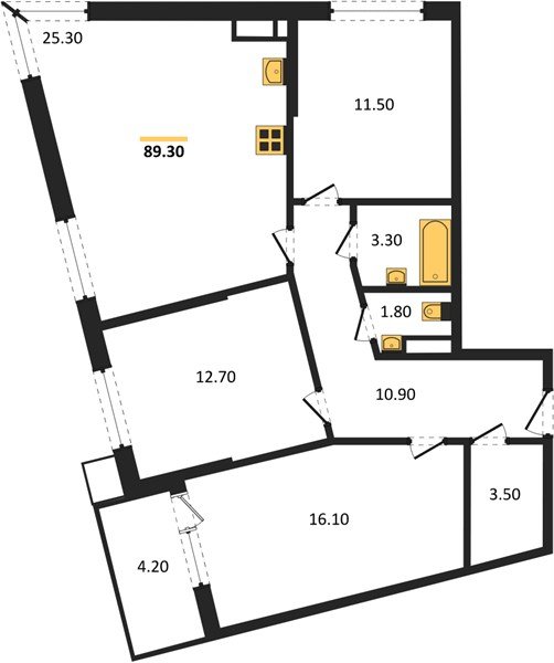 Фото №1: 3-комнатная квартира 89&nbsp;м², 10/16&nbsp;эт. - Краснодар, Прикубанский внутригородской округ, мкр. Парк Победы