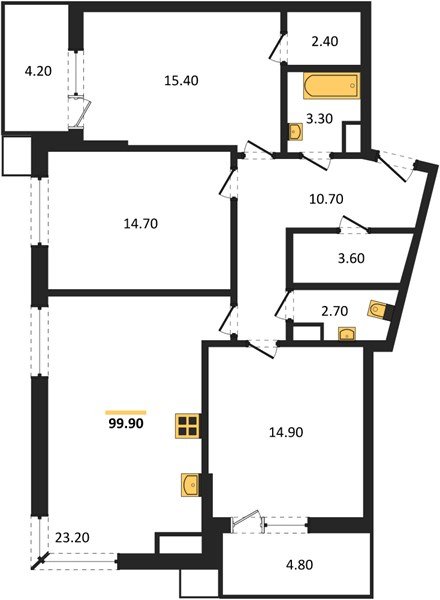 Фото №1: 3-комнатная квартира 99&nbsp;м², 14/16&nbsp;эт. - Краснодар, Прикубанский внутригородской округ, мкр. Парк Победы