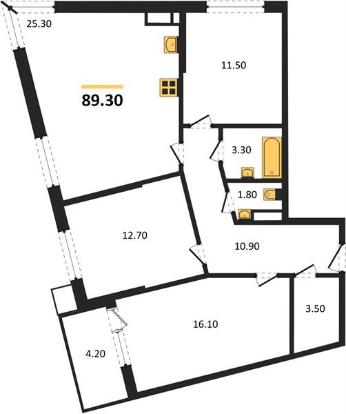 Фото №1: 3-комнатная квартира 89&nbsp;м², 13/16&nbsp;эт. - Краснодар, Прикубанский внутригородской округ, мкр. Парк Победы