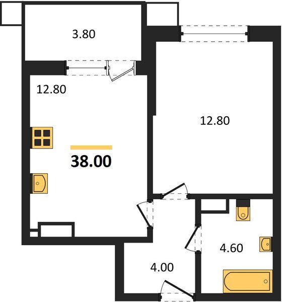 Фото №1: 1-комнатная квартира 38&nbsp;м², 13/16&nbsp;эт. - Краснодар, Прикубанский внутригородской округ, мкр. Парк Победы