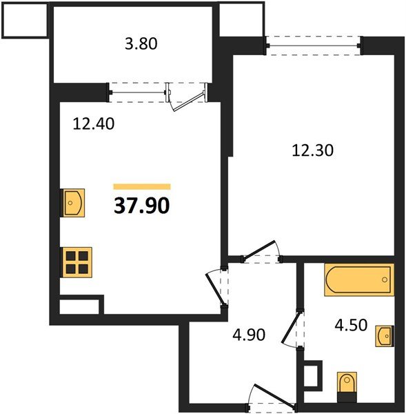 Фото №1: 1-комнатная квартира 37&nbsp;м², 4/16&nbsp;эт. - Краснодар, Прикубанский внутригородской округ, мкр. Парк Победы