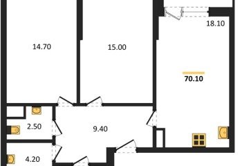 Фото №1: 2-комнатная квартира 70 м², 3/16 эт. - Краснодар, мкр. Парк Победы,