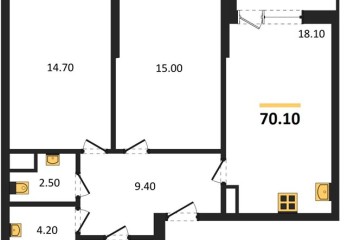 Фото №1: 2-комнатная квартира 70 м², 5/16 эт. - Краснодар, мкр. Парк Победы,