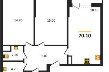 Фото №1: 2-комнатная квартира 70 м², 6/16 эт. - Краснодар, мкр. Парк Победы,