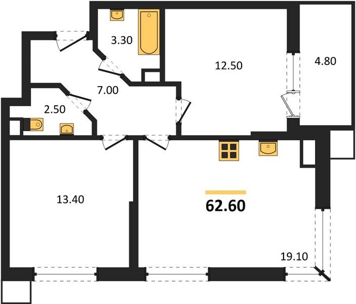 Фото №1: 2-комнатная квартира 62&nbsp;м², 3/16&nbsp;эт. - Краснодар, Прикубанский внутригородской округ, мкр. Парк Победы