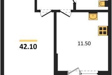 Фото №1: 1-комнатная квартира 42 м², 2/16 эт. - Краснодар, мкр. Парк Победы,
