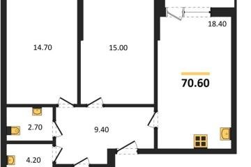 Фото №1: 2-комнатная квартира 70 м², 2/16 эт. - Краснодар, мкр. Парк Победы,