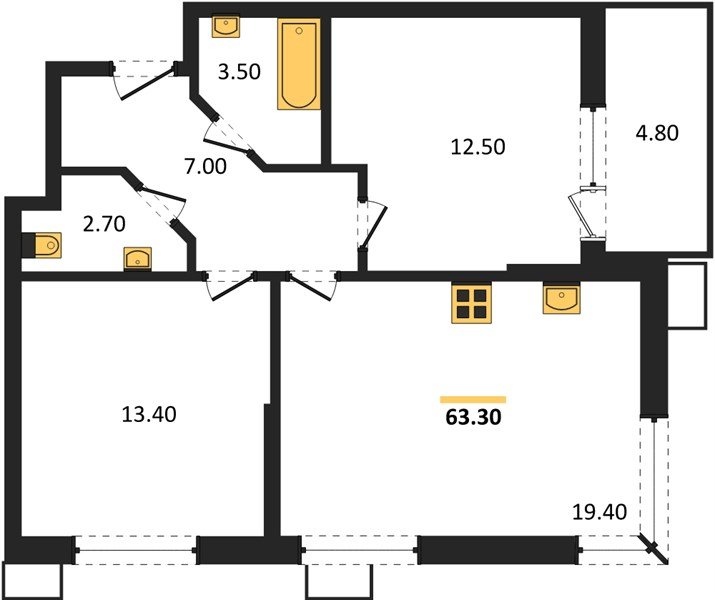 Фото №1: 2-комнатная квартира 63&nbsp;м², 2/16&nbsp;эт. - Краснодар, Прикубанский внутригородской округ, мкр. Парк Победы