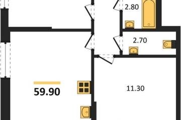 Фото №1: 2-комнатная квартира 59 м², 2/16 эт. - Краснодар, мкр. Парк Победы,