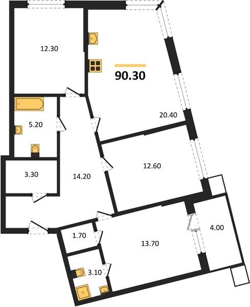 Фото №1: 3-комнатная квартира 90&nbsp;м², 2/16&nbsp;эт. - Краснодар, Прикубанский внутригородской округ, мкр. Парк Победы