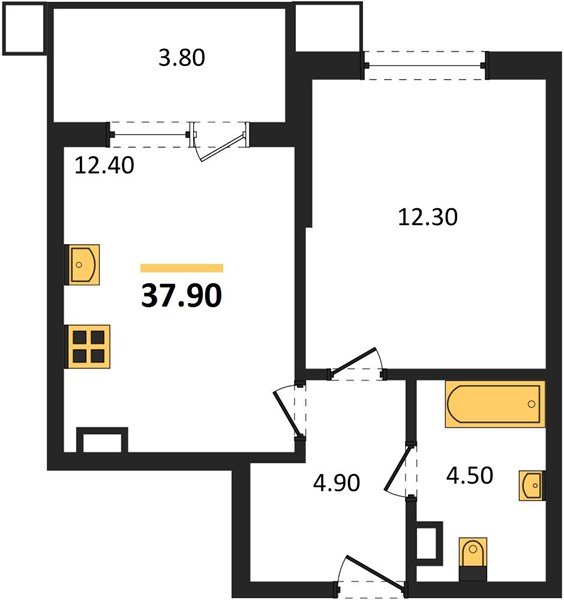 Фото №1: 1-комнатная квартира 37&nbsp;м², 5/16&nbsp;эт. - Краснодар, Прикубанский внутригородской округ, мкр. Парк Победы