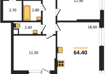 Фото №1: 2-комнатная квартира 64 м², 7/16 эт. - Краснодар, мкр. Парк Победы,