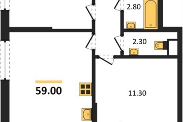 Фото №1: 2-комнатная квартира 59 м², 13/16 эт. - Краснодар, мкр. Парк Победы,