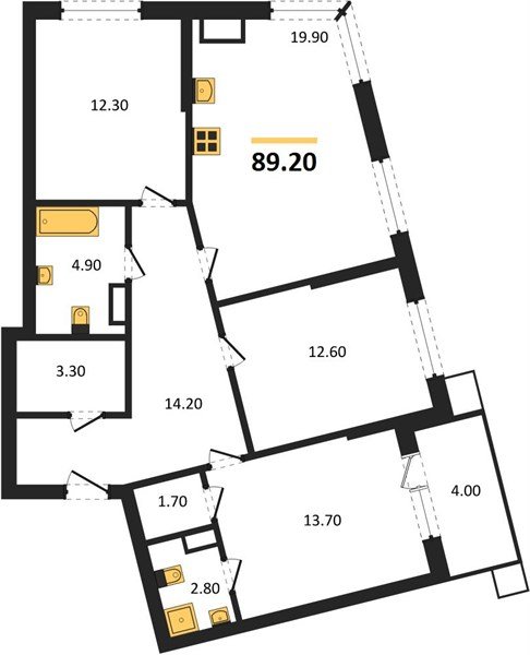 Фото №1: 3-комнатная квартира 89&nbsp;м², 10/16&nbsp;эт. - Краснодар, Прикубанский внутригородской округ, мкр. Парк Победы