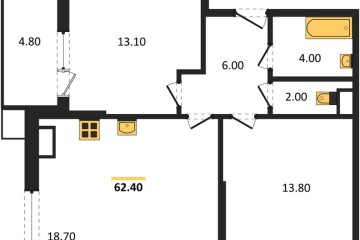 Фото №1: 2-комнатная квартира 62 м², 13/16 эт. - Краснодар, мкр. Парк Победы,