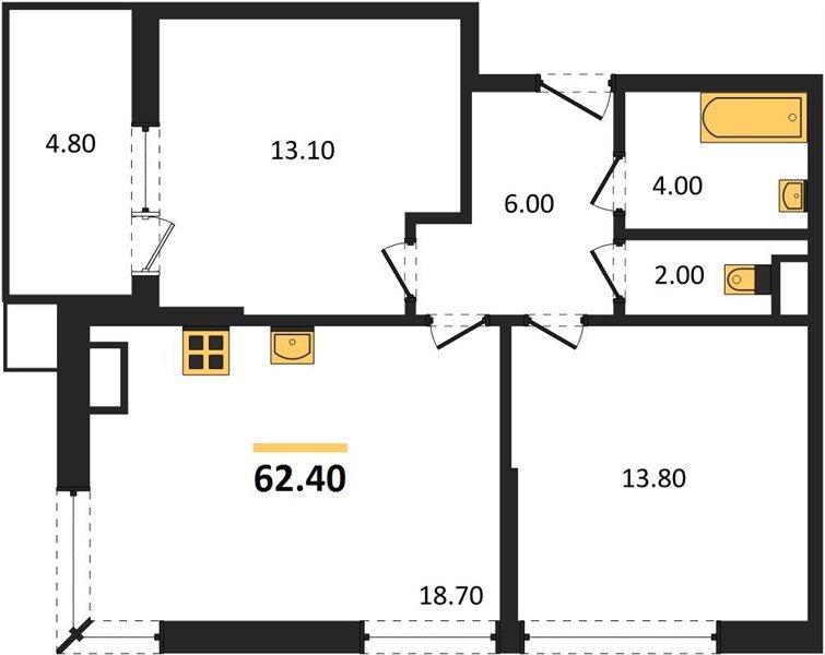 Фото №1: 2-комнатная квартира 62&nbsp;м², 15/16&nbsp;эт. - Краснодар, Прикубанский внутригородской округ, мкр. Парк Победы