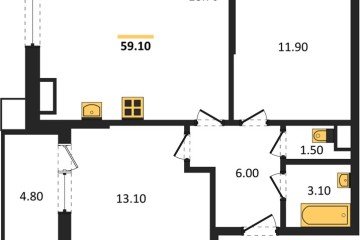 Фото №1: 2-комнатная квартира 59 м², 15/16 эт. - Краснодар, мкр. Парк Победы,