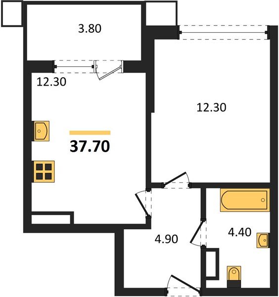 Фото №1: 1-комнатная квартира 37&nbsp;м², 15/16&nbsp;эт. - Краснодар, Прикубанский внутригородской округ, мкр. Парк Победы