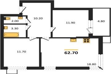 Фото №1: 2-комнатная квартира 62 м², 2/9 эт. - Краснодар, мкр. Парк Победы,