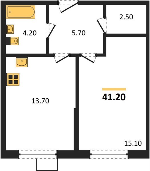 Фото №1: 1-комнатная квартира 41&nbsp;м², 2/9&nbsp;эт. - Краснодар, Прикубанский внутригородской округ, мкр. Парк Победы