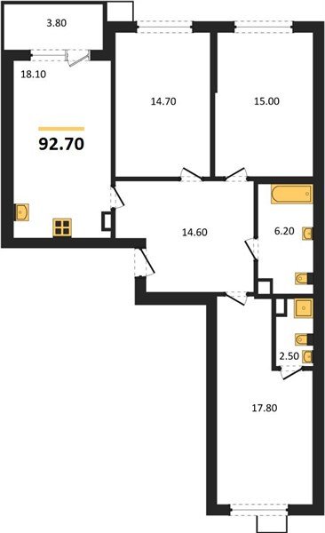 Фото №1: 3-комнатная квартира 92&nbsp;м², 7/9&nbsp;эт. - Краснодар, Прикубанский внутригородской округ, мкр. Парк Победы