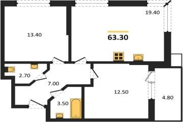 Фото №1: 2-комнатная квартира 63 м², 2/9 эт. - Краснодар, мкр. Парк Победы,