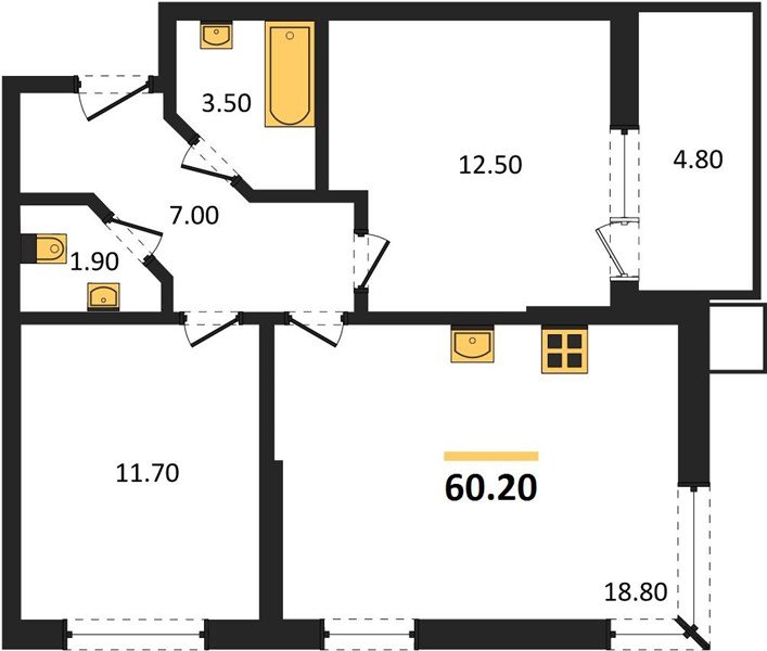 Фото №1: 2-комнатная квартира 60&nbsp;м², 2/9&nbsp;эт. - Краснодар, Прикубанский внутригородской округ, мкр. Парк Победы