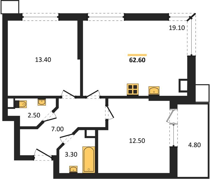 Фото №1: 2-комнатная квартира 62&nbsp;м², 6/9&nbsp;эт. - Краснодар, Прикубанский внутригородской округ, мкр. Парк Победы