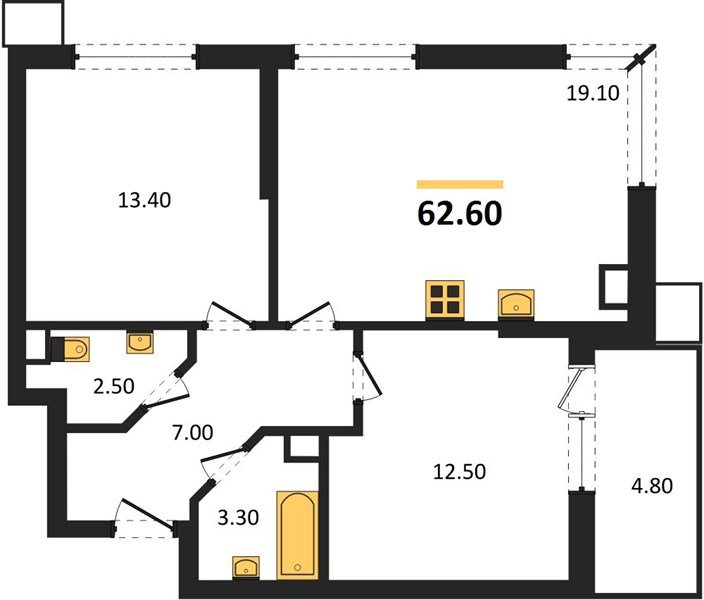 Фото №1: 2-комнатная квартира 62&nbsp;м², 8/9&nbsp;эт. - Краснодар, Прикубанский внутригородской округ, мкр. Парк Победы