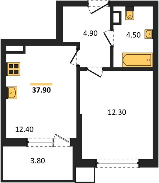 Фото №1: 1-комнатная квартира 37&nbsp;м², 8/9&nbsp;эт. - Краснодар, Прикубанский внутригородской округ, мкр. Парк Победы