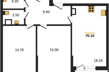 Фото №1: 2-комнатная квартира 70 м², 3/9 эт. - Краснодар, мкр. Парк Победы,