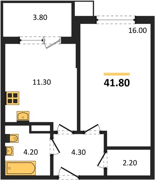 Фото №1: 1-комнатная квартира 41&nbsp;м², 8/9&nbsp;эт. - Краснодар, Прикубанский внутригородской округ, мкр. Парк Победы