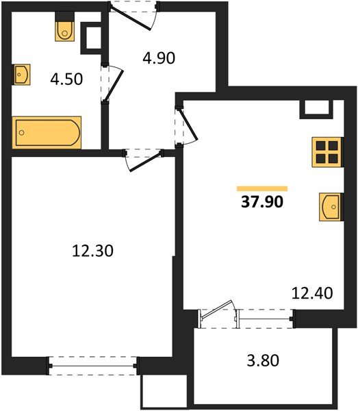 Фото №1: 1-комнатная квартира 37&nbsp;м², 8/9&nbsp;эт. - Краснодар, Прикубанский внутригородской округ, мкр. Парк Победы