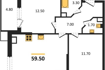 Фото №1: 2-комнатная квартира 59 м², 7/9 эт. - Краснодар, мкр. Парк Победы,